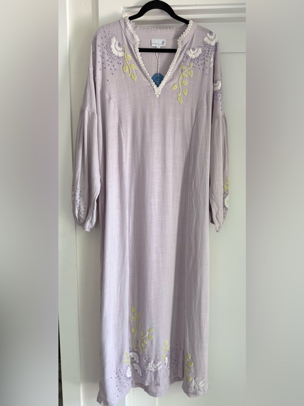 Cartolina Isabelle Maxi Caftan XL Orchid Hush Embroidered NWT Boho Dress